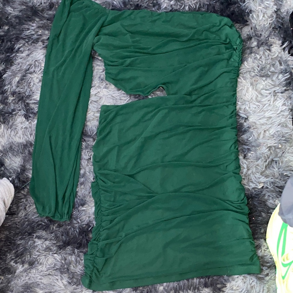 Green One-Shoulder Dress